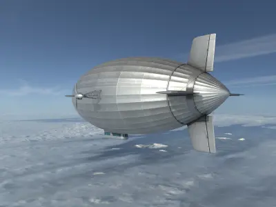 Airship Zeppelin Game Ready Low-poly 3D model