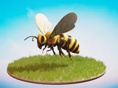 Honey Bee Animated Rigged  Low-poly 3D model