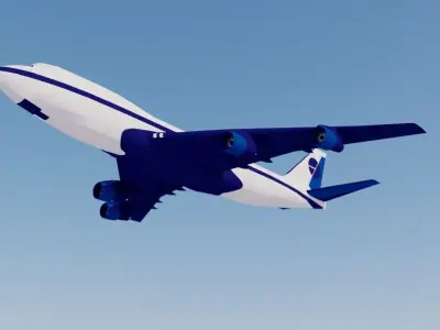 Airliner lowpoly airplane flying in sky Low-poly 3D model