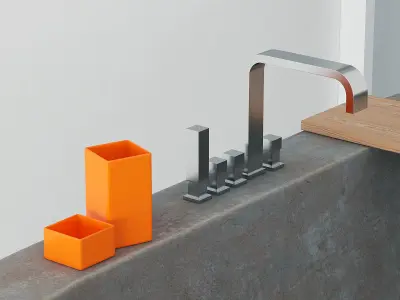 Stone bathroom on pebbles 3D model