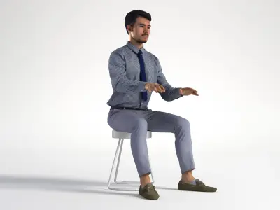 People Man Rizzy 1374 Business Office Sitting Low poly 3D model
