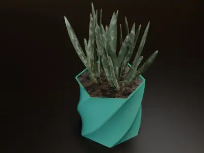 Twist pot flower plant 3D print model