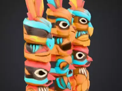Colorful Festival Totem Low-poly 3D model