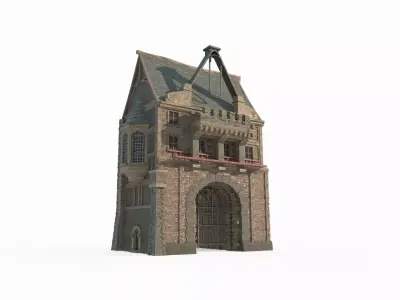 Medieval architectural gatehouse gate 3D model