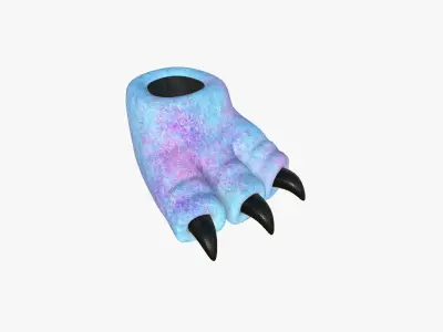 Slippers G06 Blue Pink Dino Paw - Costume Character Design Low-poly 3D model
