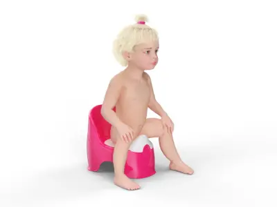 Toddler Girl on Potty 3D model