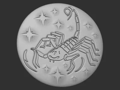 Fantasy zodiac sign scorpio pendant 3D print model Free 3D print model