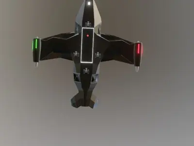 futuristic military jet Low-poly 3D model