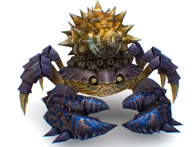 Blue Giant Crab Shell Crayfish Arthropods Sea Animal Low-poly 3D model