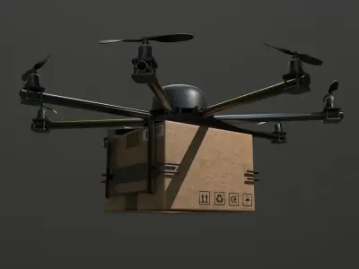 Cargo drone-medic and package 3D model