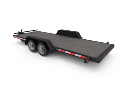 Flatdeck Utility Trailer Low-poly 3D model