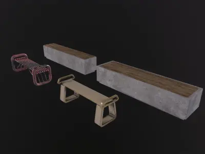 Bench 3D Model Low-poly 3D model