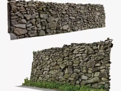 3 version of Korean Traditional Stone Wall 3D model