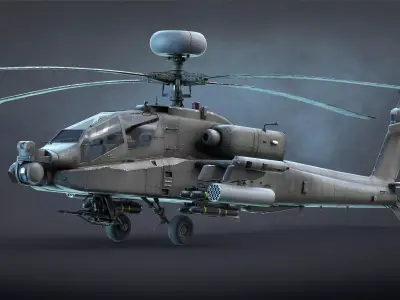 AH-64 Apache Low-poly 3D model
