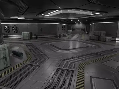 Space Ship Hallway Low-poly 3D model