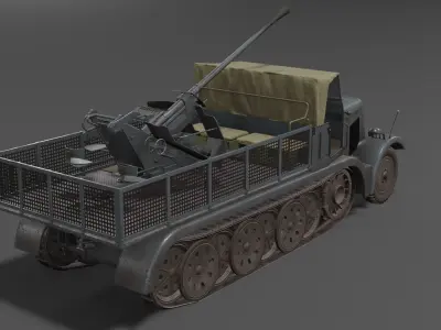 Sd kfz 6-2 Anti Aircraft Gun Low-poly 3D model