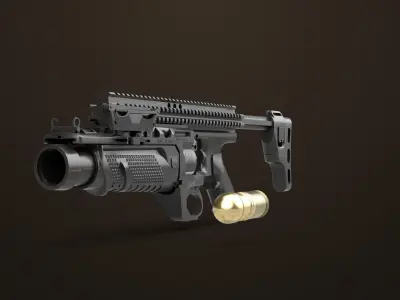 Grenade Launcher 05 Black All PBR Unity UE Textures Low-poly 3D model