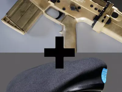 Assault Rifle and Black Beret  Low-poly 3D model