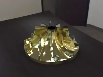 Impeller gold lamp on table Free 3D model