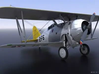 F2F-1 USS Lexington CV-2 1936 Low-poly 3D model