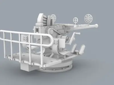 Bofors L60 40mm Low-poly 3D model