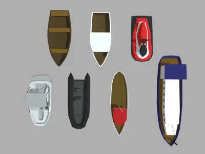 Low Poly Boats Pack 01 Low-poly 3D model