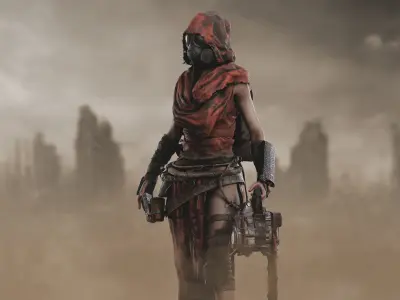 Post Apocalyptic Girl Low-poly 3D model