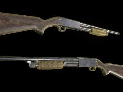 Ithaca M37 PBR Low-poly 3D model