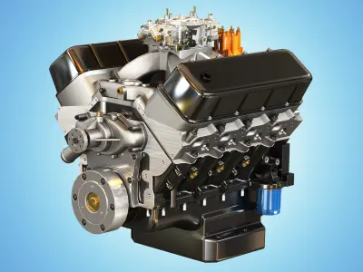 CNC-Motorsports Engine - V8 Muscle Cars Engine Low-poly 3D model