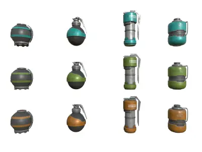 Sci Fi Grenades Low-poly 3D model