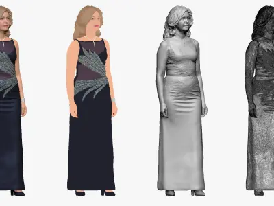 001503 woman in an evening dress 3D model