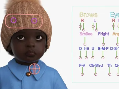 Little Black Girl Everyday Autumn Clothes Fur Rigged 3D model purchase