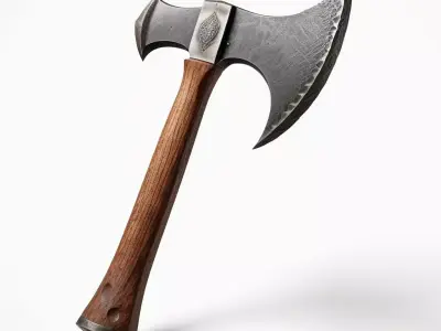 Detailed Fantasy Double Axe 3D model