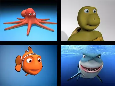 cartoon rigged characters Low-poly 3D model