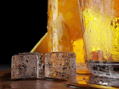 juice lemons and glasses 3D model