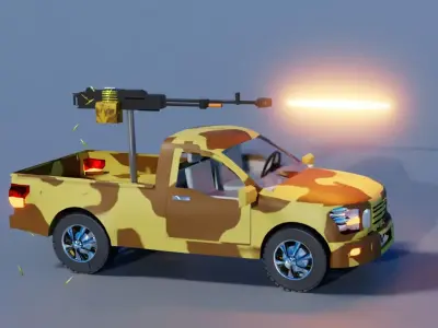 Fighting Verhicle Machine Gun Firing  Low-poly 3D model