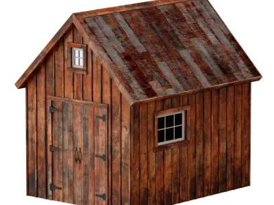 Wooden forest house construction barn gatehouse 3D model
