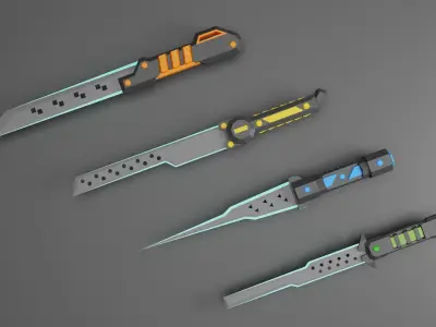 Stylized Battle Knifes Pack Low-poly 3D model