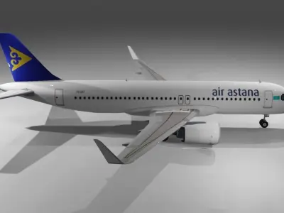 Air Astana airbus a320neo 3d model  Low-poly 3D model