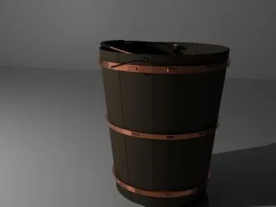 old wooden bucket Low-poly 3D model purchase