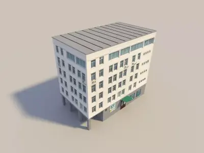 low poyl town flat house Low-poly 3D model