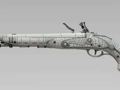 Flintlock Pistol Historic gun 3D model