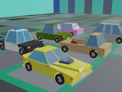 Low Poly Toon Type Cars Free low-poly 3D model