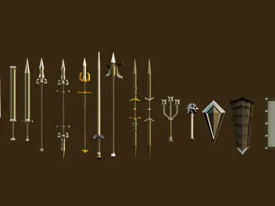 20 Low-poly Dark Medieval Fantasy Weapons For Games Low-poly 3D model