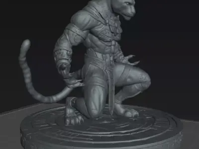 Jaguar Warrior STL DnD Tabletop Miniature 3D Print Model 3D print model