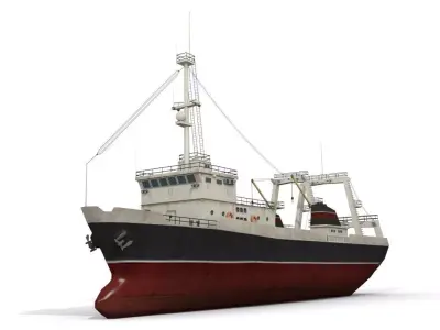 Trawler fishing boat Low-poly 3D model