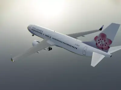 China airlines Boeing 737-800 with cockpit Low-poly 3D model Low-poly 3D model