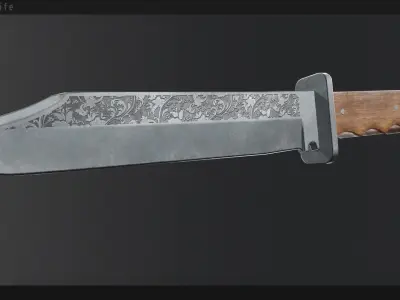 Bowie Knife Free low-poly 3D model