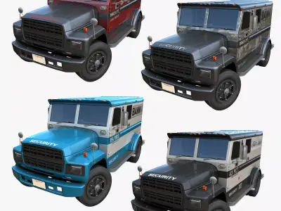 American armored security truck Low-poly 3D model