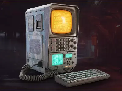 Scifi Retro Computer Low-poly 3D model